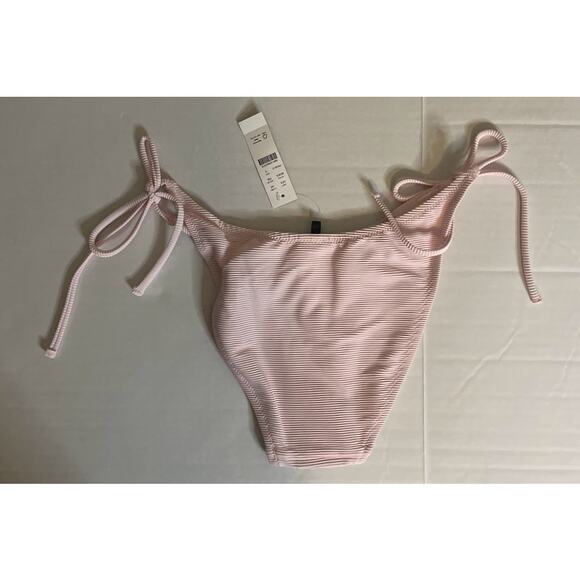 J‎ Crew Pink Ribbed Curved Waist Cheeky Bikini Bottom - Small - Picture 2 of 4